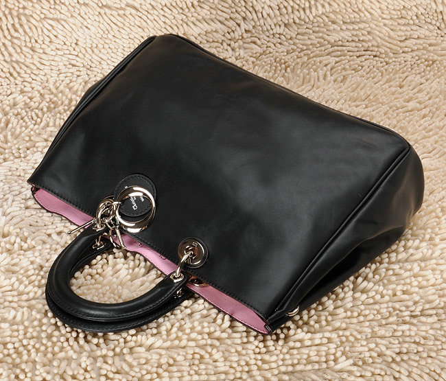 Christian Dior diorissimo nappa leather bag 0901 black with silver hardware - Click Image to Close